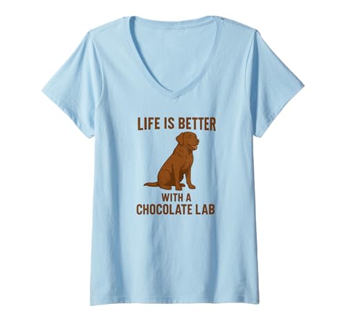 Damen Das Leben ist Besser mit einem Schokoladenlabor T-Shirt mit V-Ausschnitt Damen Das Leben ist Besser mit einem Schokoladenlabor T-Shirt mit V-Ausschnitt von Chocolate Lab Dogs Themed Items
