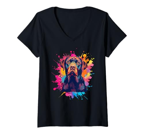 Damen Schokoladen-Labrador Hund Geschenke Frauen Kinder Jungen Mädchen Männer T-Shirt mit V-Ausschnitt Damen Schokoladen-Labrador Hund Geschenke Frauen Kinder Jungen Mädchen Männer T-Shirt mit V-Ausschnitt von Chocolate Labrador Dogs Apparel