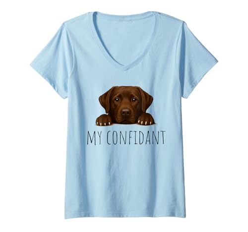 Damen Funny Chocolate Labrador My Confidant T-Shirt mit V-Ausschnitt Damen Funny Chocolate Labrador My Confidant T-Shirt mit V-Ausschnitt von Chocolate Labrador Shirt