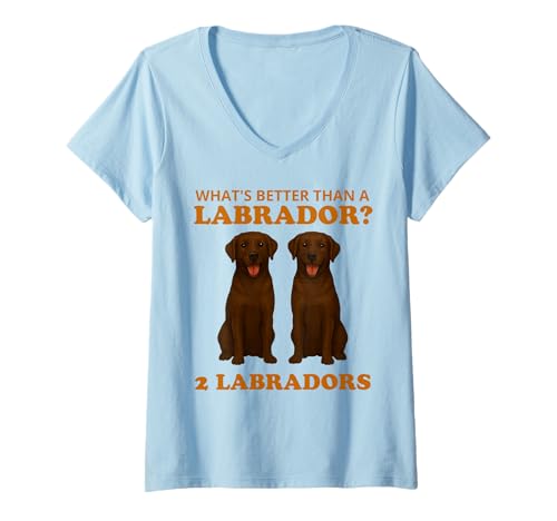 Damen Funny Two Chocolate Labradors Dog Owner Labrador T-Shirt mit V-Ausschnitt Damen Funny Two Chocolate Labradors Dog Owner Labrador T-Shirt mit V-Ausschnitt von Chocolate Labrador Wear