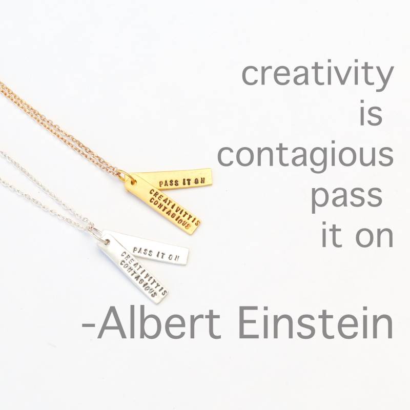 Albert Einstein Motivationsspruch "Creativity Is Contagious Pass It On" - Halskette Von Chocolate & Steel von ChocolateAndSteel