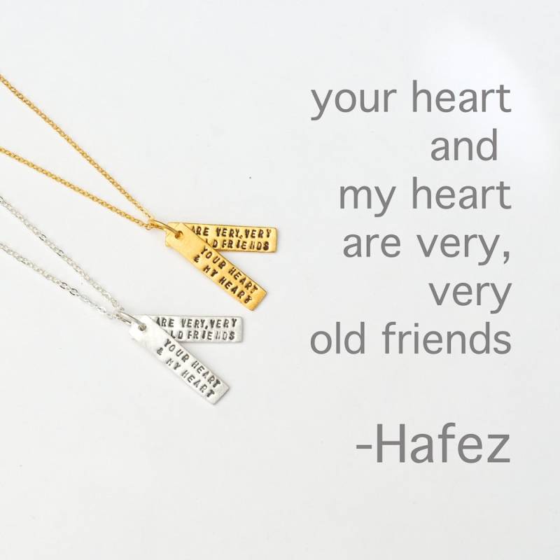 Friendship Love Quote - Hafez Handgemachtes Sterling Silber Und 14Kt Gold Vermeil Halskette Von Chocolate & Steel von ChocolateAndSteel