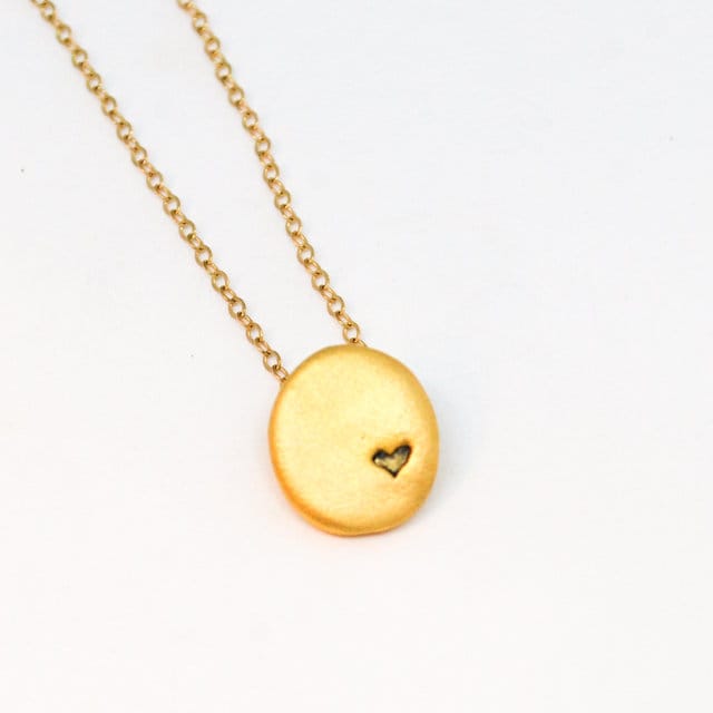Gold Vermeil Kieselstein Herz Halskette - Handgemachter Umweltfreundlicher Schmuck von ChocolateAndSteel