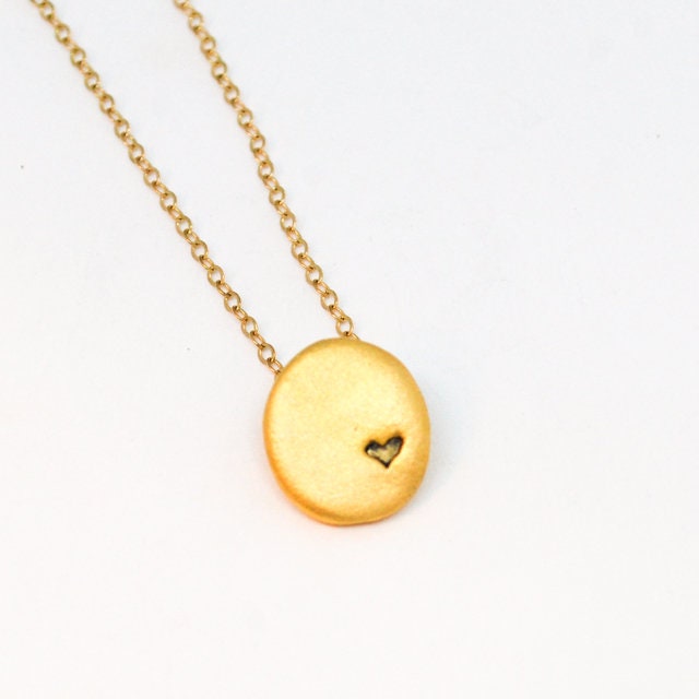Gold Vermeil Kieselstein Herz Halskette - Handgemachter Umweltfreundlicher Schmuck von ChocolateAndSteel