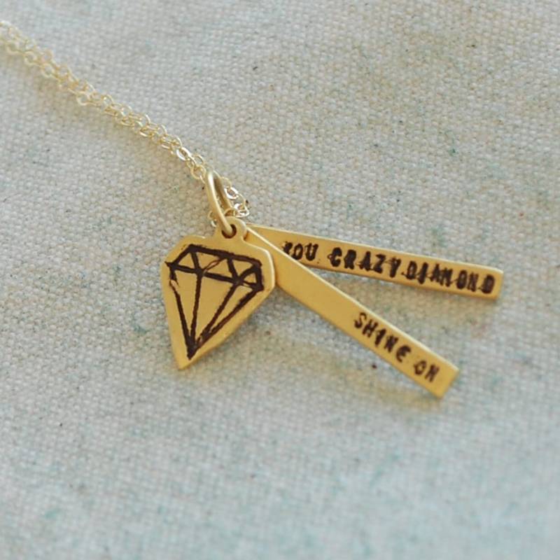 Shine On You Crazy Diamond - Pink Floyd Inspirierende Halskette, 14Kt Gold Vermeil. Handwerklich Handgefertigt Von Schokolade Und Stahl von ChocolateAndSteel