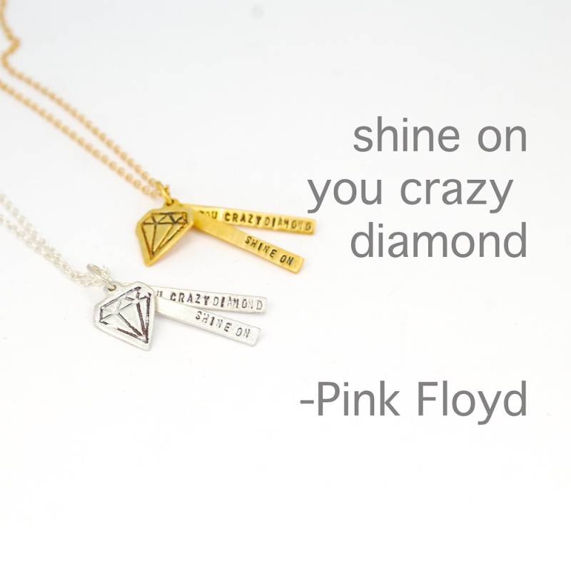 Shine On You Crazy Diamond - Pink Floyd Inspirierende Zitat Halskette, Umweltfreundliches Silber Und 14Kt Vergoldung. Von Chocolate Steel von ChocolateAndSteel