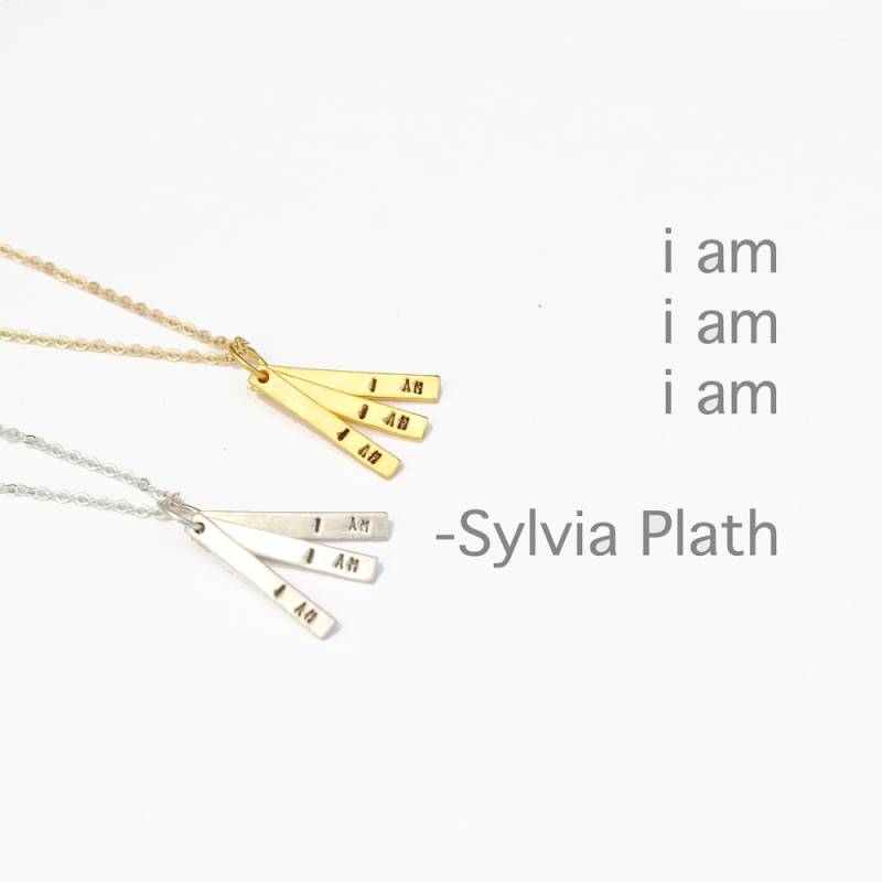 Sylvia Plath Zitat Halskette, "I Am, I Am" in Sterling Silber Und 14Kt Gold Vermeil von ChocolateAndSteel