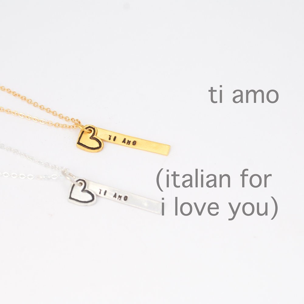 Ti Amo Sterling Silber Halskette, Italienisch "I Love You' Stick Anhänger von ChocolateAndSteel