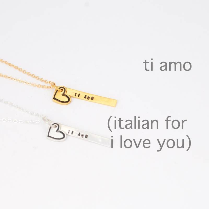 Ti Amo Sterling Silber Halskette, Italienisch "I Love You' Stick Anhänger von ChocolateAndSteel