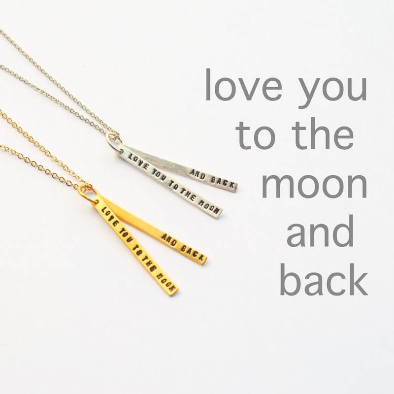 Zitat Halskette "Love You To The Moon & Back" Sterling Silber 14Kt Gold Vermeil Handgefertigt Von Chocolate Steel von ChocolateAndSteel