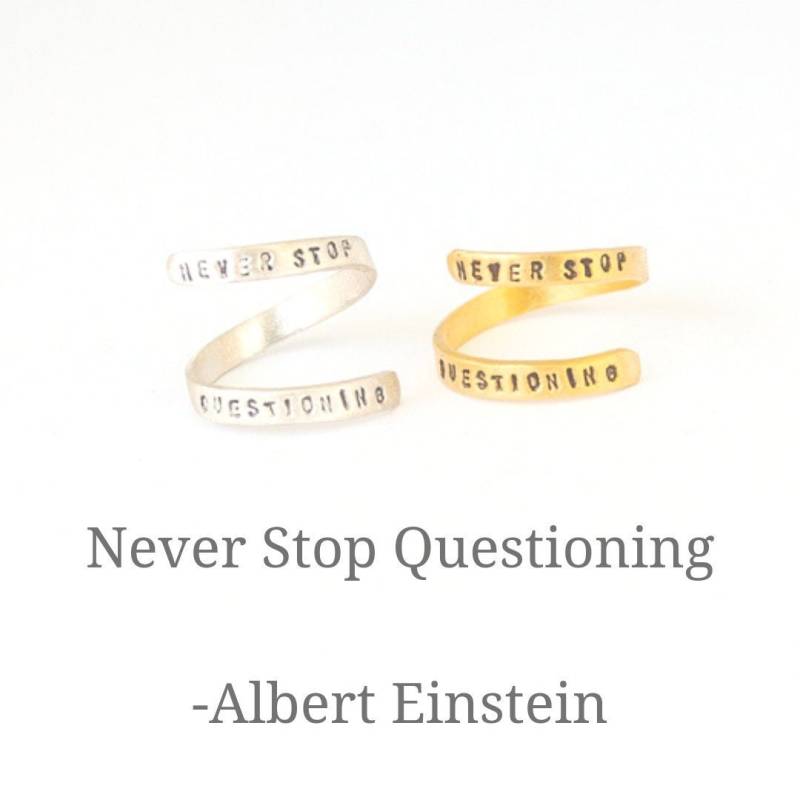 Handgefertigter Zitat Ring, Einstein Spruch, Sterling Silber Einstellbar Wrap von ChocolateAndSteel
