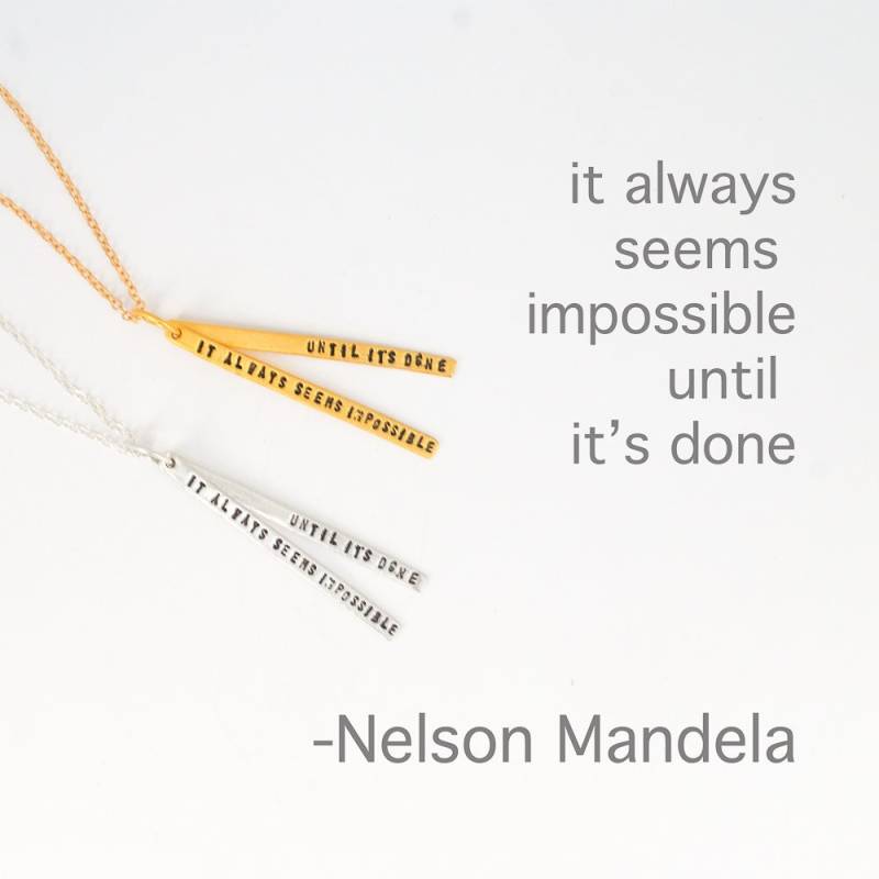 Zitat Über Durchhaltevermögen - Nelson Mandela Inspirierende Halskette, Umweltfreundliches Silber Und 14Kt Gold Vermeil. Von Schokolade Stahl von ChocolateAndSteel