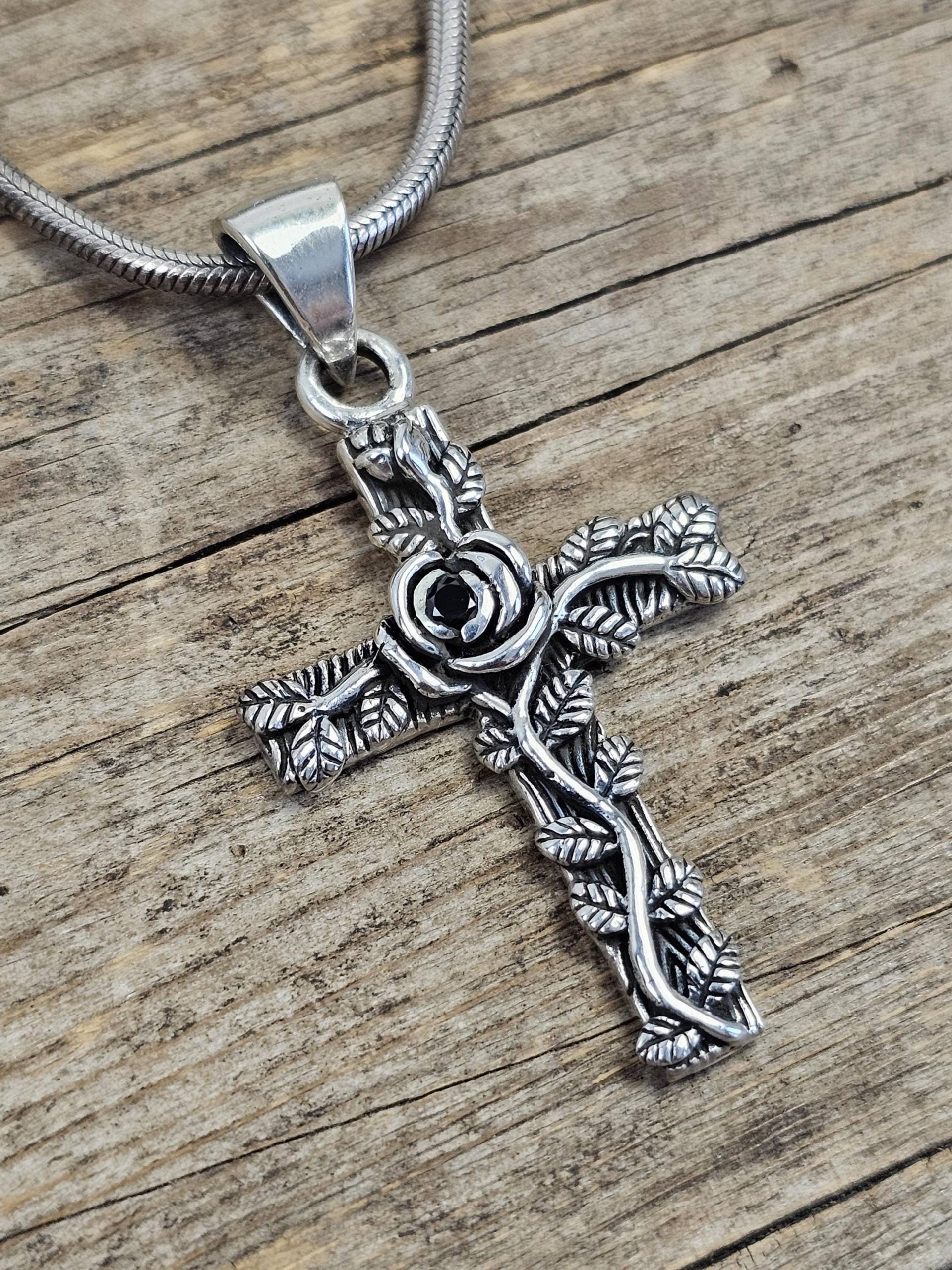 Blumen Kreuz Anhänger, 925 Sterling Silber Silberschmuck, Gothic Schmuck Blumen Kreuz Anhänger, 925 Sterling Silber Silberschmuck, Gothic Schmuck von ChodenLaSilverCraft