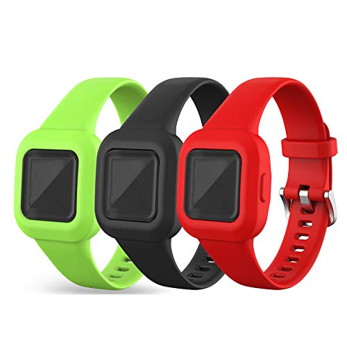 Chofit Armbänder kompatibel mit Garmin Vivofit jr.3 Armband, Verstellbares Ersatzarmband aus Weichem Silikon, Sportarmband für Kinder ab 4 Jahren für Vivofit jr.3 Fitness Tracker (Schwarz+Rot+Grün) von Chofit