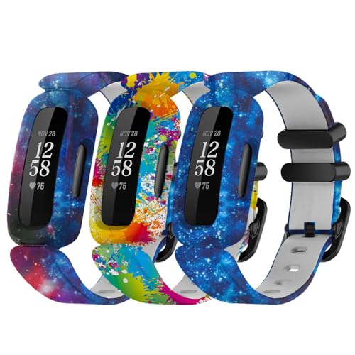 Chofit Ersatzarmbänder kompatibel mit Fitbit Ace 3, weiches Silikon-Armband, Muster für Kinder für Ace 3 Activity Tracker (3E), 3 Stück von Chofit