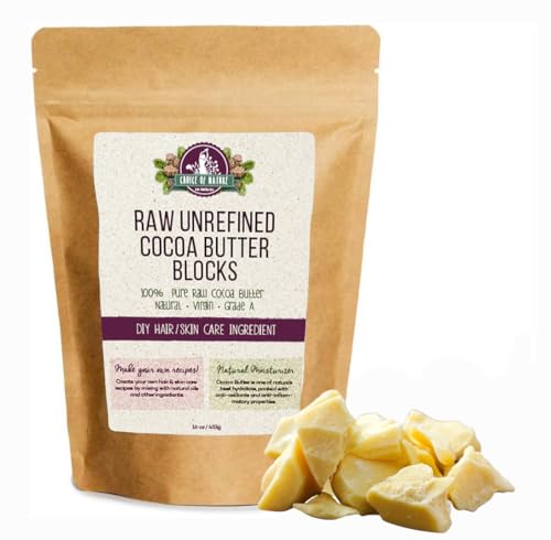 Choice of Nature, Unrefined Cocoa Butter Raw Organic | 16 oz / 453 g | Pure Body Butter, Grade A | Effective for Dry Skin, Stretch Marks, Eczema | Natural Moisturizing Formula | for Women and Men von Choice of Nature