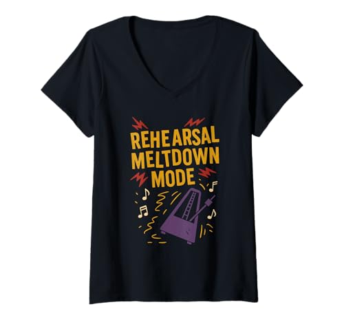 Damen Chor Funny Chaotic Music Student Off Key Vocal Ensemble T-Shirt mit V-Ausschnitt von Choir Kid Rehearsal Chaos Music Major Meme Theatre