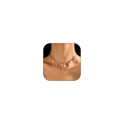 Halskette mit Initialen-Anhänger für Frauen, Boho-Buchstaben-Halskette, zierliche goldene Charms, Western-Cowgirl, Kirsch-Herz, Obst-Choker-Halskette, Country-Konzert-Outfits für Frauen, Metall, Kein Halskette mit Initialen-Anhänger für Frauen, Boho-Buchstaben-Halskette, zierliche goldene Charms, Western-Cowgirl, Kirsch-Herz, Obst-Choker-Halskette, Country-Konzert-Outfits für Frauen, Metall, Kein von Choistily