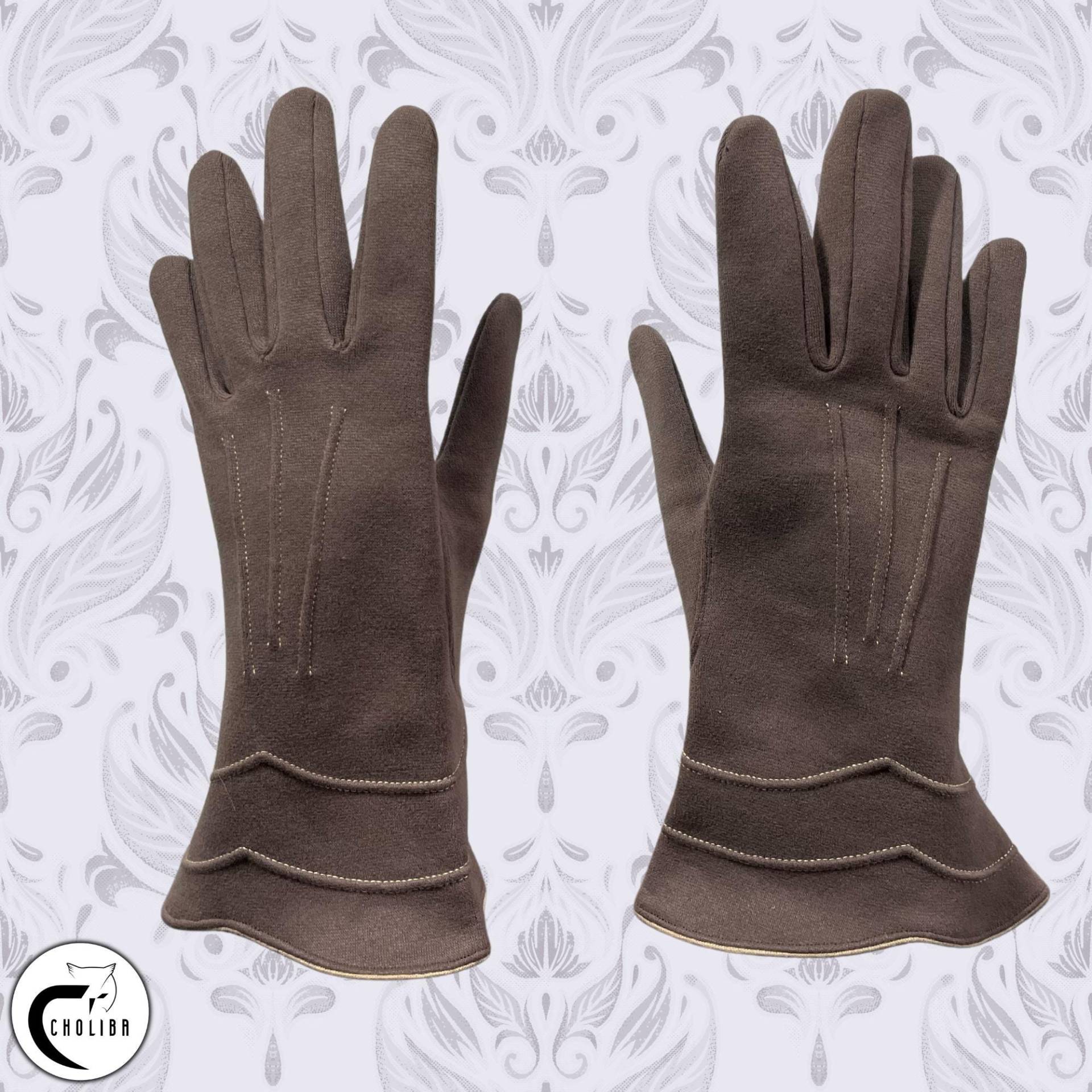 1900S/Antique Edwardian Winter Gloves Taupe Jugendstil True Vintage von Choliba