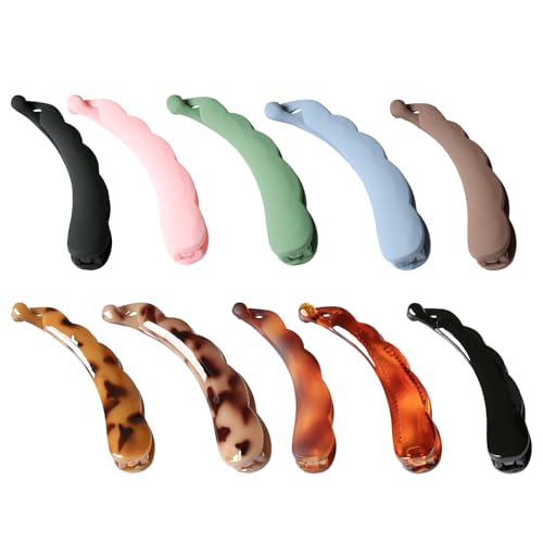 Banana Hair Clip 10er Set - Stylische Bananen Haarspange in 10 Farben - Robuste Bananenspange Für Damen - Praktisches Haaraccessoire (9.5 CM,1) von ChongKuan