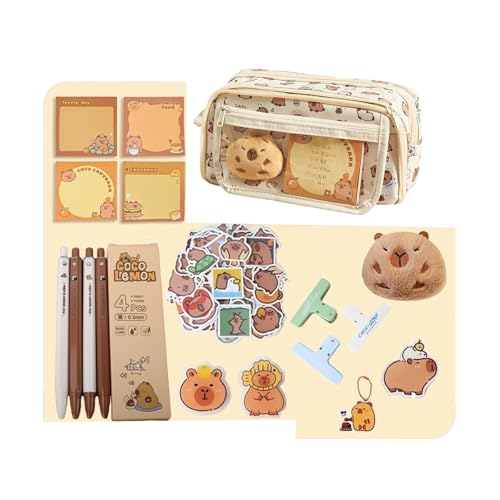 ChongKuan Aesthetic Pencil Case Capybara Capybara Federmäppchen, Capybara Federmäppchen - Ca Capybara Mäppchen Süßes Capybara Federmäppchen Transparentes Mit - Ca Cartoon Fächern Pencil Case (B) von ChongKuan