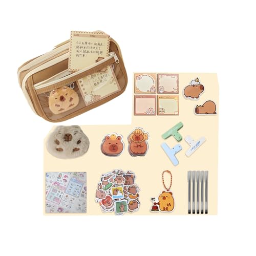 ChongKuan Aesthetic Pencil Case Capybara Capybara Federmäppchen, Capybara Federmäppchen - Ca Capybara Mäppchen Süßes Capybara Federmäppchen Transparentes Mit - Ca Cartoon Fächern Pencil Case (C) von ChongKuan