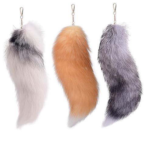 Fuchsschwanz Anhänger Kunstfell Faux Fur Fox Tail Keychain Therian Fuchs Schwanze Furry (17) von ChongKuan