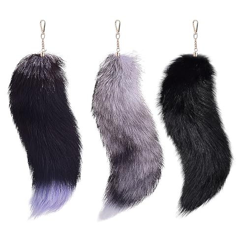 Fuchsschwanz Anhänger Kunstfell Faux Fur Fox Tail Keychain Therian Fuchs Schwanze Furry (2) von ChongKuan