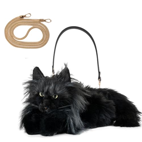 Chongker Katzen-Plüsch-Rucksack – realistische geschwollene Katzen-Geldbörse Crossbody-Tasche für Frauen – niedliche und weiche Stofftier-Handtasche mit verstellbaren Trägern von Chongker
