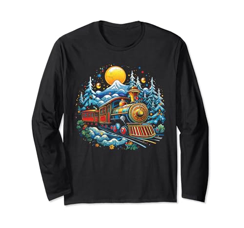 Weihnachtszug Vintage Dampflok Kinder Zug Leiter Langarmshirt von Choo Choo Apparel - Kids And Adults Train Clothing