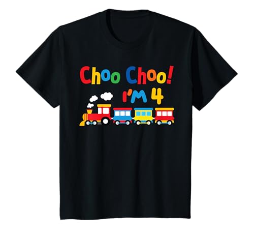 Kinder Choo Choo I'm 4 Year Old Lokomotive Zug Jungen 4. Geburtstag T-Shirt von Choo Choo I'm 4 Year Old Cute Train Gifts For Boys
