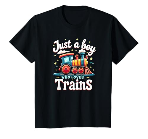 Kinder Just a Boy Who Loves Trains Niedliche Cartoon-Lokomotive Eisenbahn T-Shirt Kinder Just a Boy Who Loves Trains Niedliche Cartoon-Lokomotive Eisenbahn T-Shirt von Choo Choo Smile Apparel