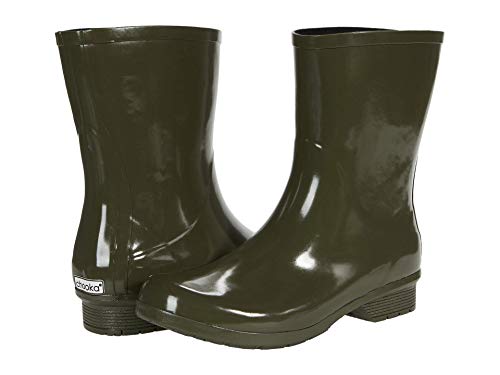Chooka Damen Wasserdichter Polierter Regenstiefel Gummistiefel, Oliv/Blatt für Mich (Leaf It to Me), 42 EU von Chooka