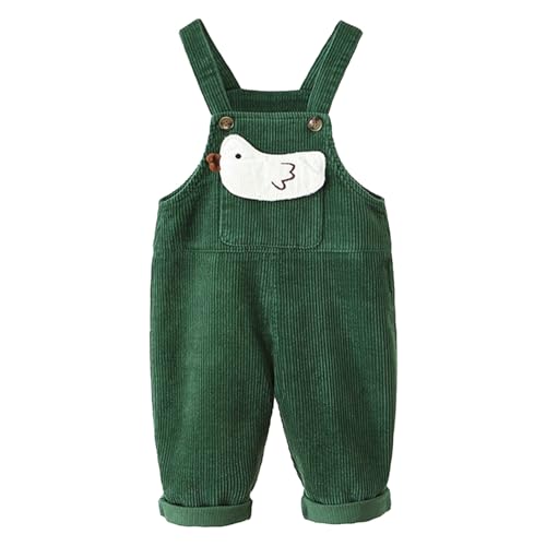 Choomomo Baby Mädchen Jungen Overall Baumwolle Latzhose Mit Knöpfen Cord Hosenträger Hose Lange Jumpsuit Strampler Lässiger Stil Grün F 86-92 von Choomomo