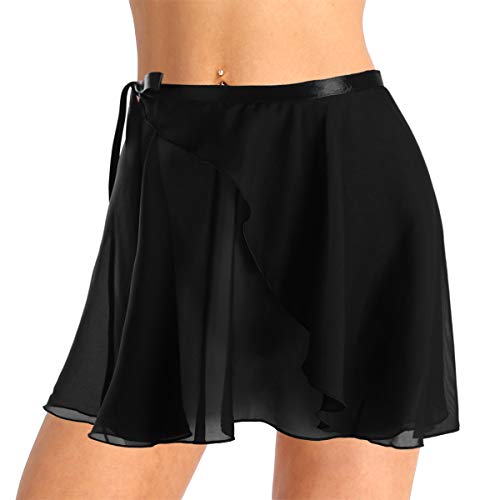 Choomomo Damen Ballettrock Wickelrock Ballett Chiffon Rock Tanzrock Sommer Minirock Tanzbekleidung Dancewear Schwarz XL von Choomomo