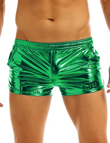 Choomomo Herren Shiny Metallic Boxershorts Locker Short Trunks Boxer Briefs Low Rise Unterhosen Badehose Unterwäsche Clubwear M-XL Grün XL von Choomomo