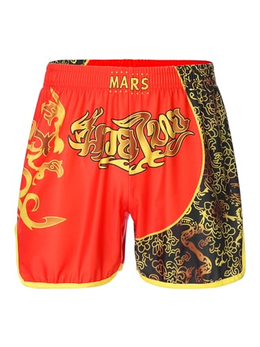 Choomomo Herren Thaibox Shorts Muay Thai Fight Thaiboxen Kampf Grappling Boxenshorts Trunks Sportshorts Fitness Trainingsshort Kurz Hose Rot L von Choomomo