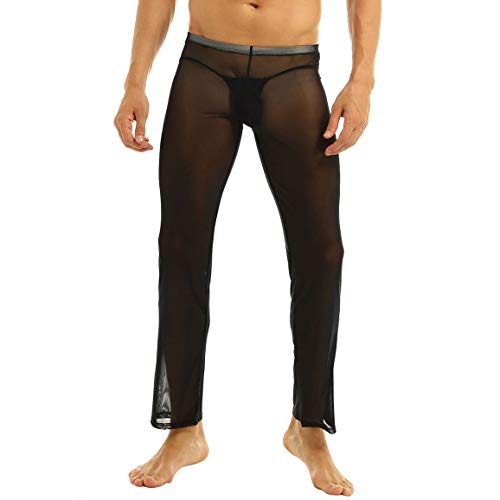 Choomomo Herren Transparent Netz Hose Jogginghose Yoga Sport Fitness Pants Leggings Eortik Unterwäsche Reizwäsche Schwarz Weiß S-XL Schwarz L von Choomomo