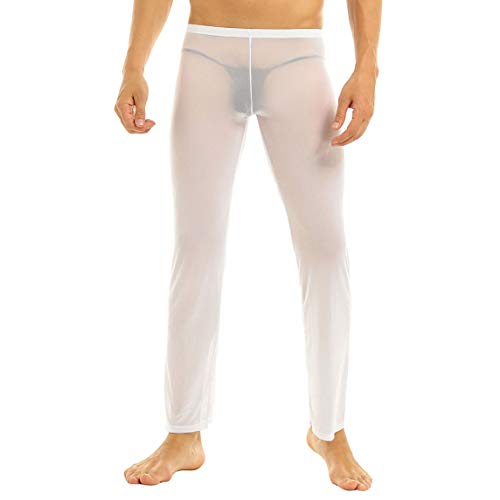 Choomomo Herren Transparent Netz Hose Jogginghose Yoga Sport Fitness Pants Leggings Eortik Unterwäsche Reizwäsche Schwarz Weiß S-XL Weiß XL von Choomomo