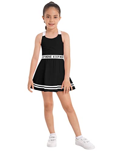 Choomomo Kinder Kleidung Ärmellos Racerback Tennis Kleider Mit Shorts Fitness Tennisanzug Mädchen Tennis Sport Training Fitness Tennisbekleidung Schwarz 146-152 von Choomomo