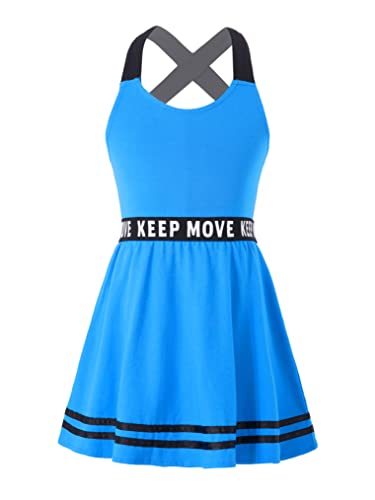 Choomomo Kinder Kleidung Set Tennisanzug Ärmelloses T-Shirt Tops Tennisrock Mit Innenhose Mädchen Tennis Sport Training Fitness Tennisbekleidung Blau H 122-128 von Choomomo