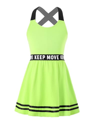 Choomomo Kinder Kleidung Set Tennisanzug Ärmelloses T-shirt Tops Tennisrock Mit Innenhose Mädchen Tennis Sport Training Fitness Tennisbekleidung Leuchtendes Grün H 134-140 von Choomomo