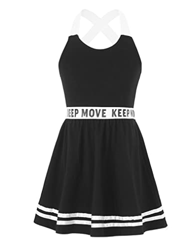 Choomomo Kinder Kleidung Set Tennisanzug Ärmelloses T-Shirt Tops Tennisrock Mit Innenhose Mädchen Tennis Sport Training Fitness Tennisbekleidung Schwarz H 134-140 von Choomomo