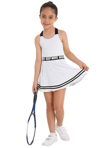 Choomomo Kinder Kleidung Set Tennisanzug Ärmelloses T-shirt Tops Tennisrock Mit Innenhose Mädchen Tennis Sport Training Fitness Tennisbekleidung Weiss G 122-128 von Choomomo