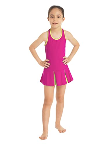 Choomomo Kinder Tennisanzug Set Ärmelloses Kleid Tops Tennisrock Mit Innenhose Mädchen Sport Training Fitness Tennisbekleidung Rosenrot 122-128 von Choomomo