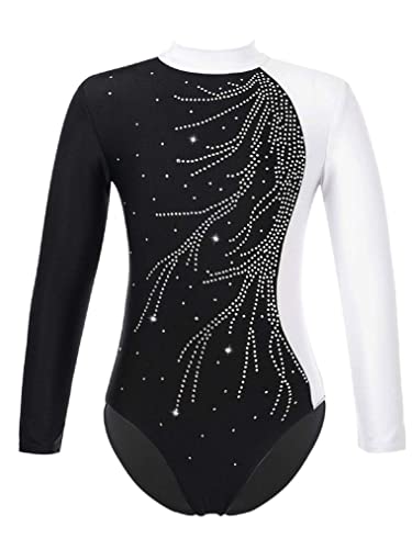 Choomomo Kinder Turnanzug Gymnastikanzug Mädchen Langarm Trikot Leotard Training Gymnastikbody Tanzbekleidung Dancewear Weiß 146-152 von Choomomo