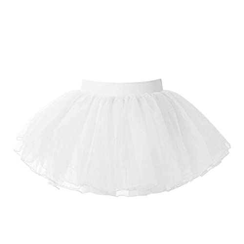 Choomomo Mädchen Ballettrock Tüllrock Prinzessin Tutu Rock Regenbogen Minirock Pettiskirt Ballettröckchen Minirock Ballett Tuturock für Kinder Weiß F 11-16 Jahre von Choomomo