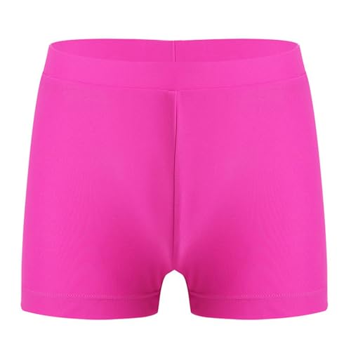 Choomomo Mädchen Kinder Badeshorts Sommer Badehose Strandshorts Hohe Taille Stretch Sport Gymnastik Shorts Leggings Hot Pink 110-116 von Choomomo