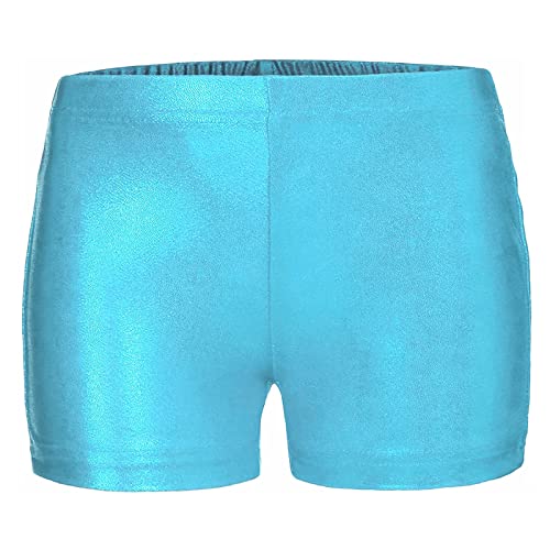 Choomomo Mädchen Shorts Glänzende Ballett Tanz Sport Shorts Kinder Metallic Hot Pants Turnshorts Kurz Sporthose Tanzhose Gymnastikhose Leggings Blau C 158-164 von Choomomo