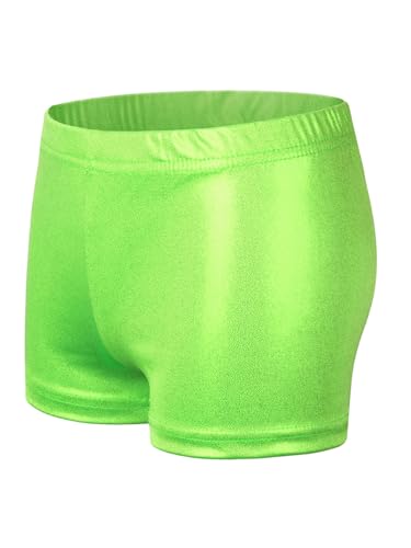 Choomomo Mädchen Shorts Glänzende Ballett Tanz Sport Shorts Kinder Metallic Hot Pants Turnshorts Kurz Sporthose Tanzhose Gymnastikhose Leggings Leuchtendes Grün C 158-164 von Choomomo